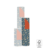 P15.200.050 Inpakpapier - Forest Glossy Blue/Gold - Orange