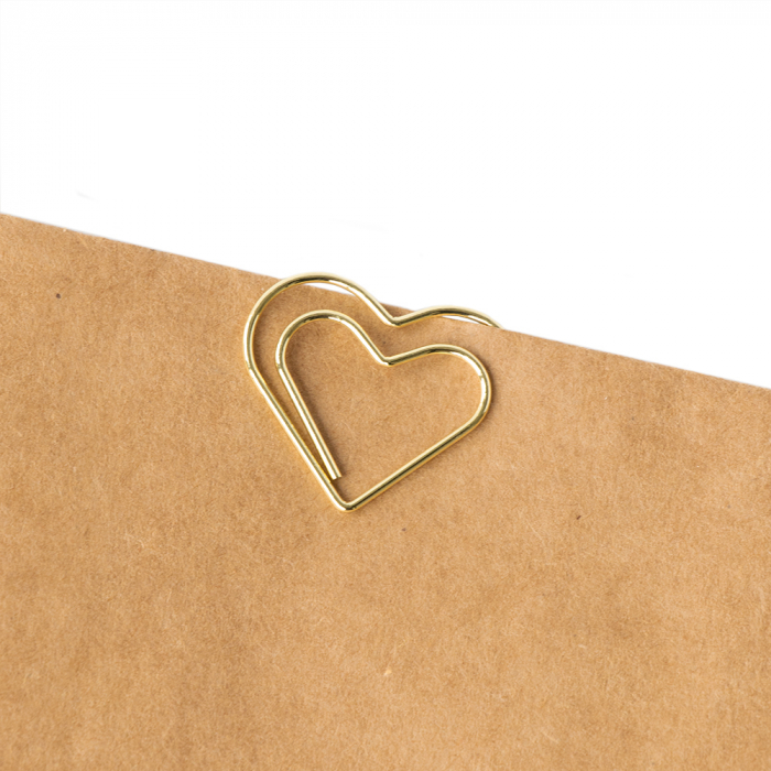 6 Heart Shaped Paper Clips, Golden Paper Clips or Bookmarks -  Denmark