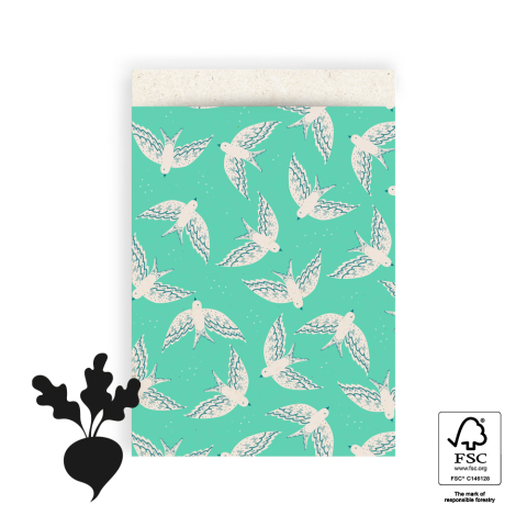 P43.162.017 Cadeauzakjes - Birds Mint - 17 x 25 cm