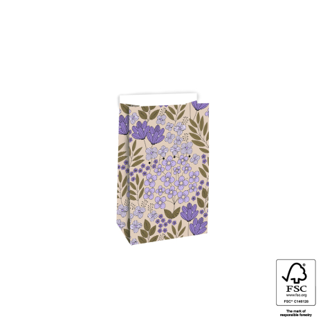 P44.060.012 Blokbodemzakken - Flower Field Lilac - 12 x 7 x 19 cm