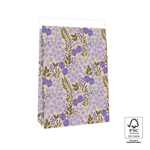 P44.060.027 Blokbodemzakken - Flower Field Lilac - 27 x 15 x 34 cm