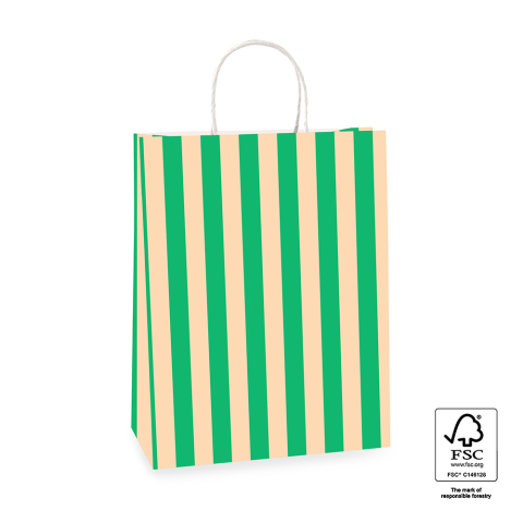 P46.002.026 Carrier Bags - Stripe Green/Peach