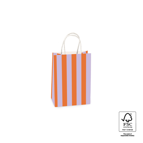 P46.003.015 Carrier Bags - Stripe Lilac/Cognac