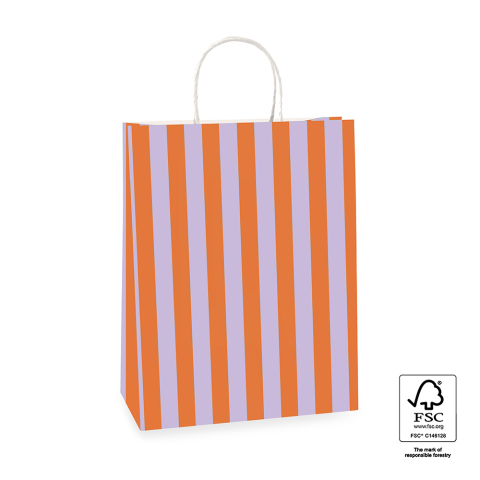 P46.003.026 Carrier Bags - Stripe Lilac/Cognac