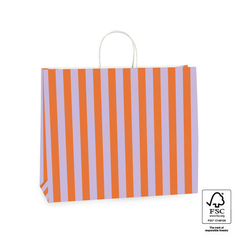 P46.003.042 Carrier Bags - Stripe Lilac/Cognac