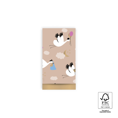 Flat bags - Baby Bird Beige - Gold - 7 x 13 cm