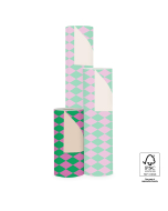 P15.219.030 Inpakpapier - Harlequin Green/Pink - Nude