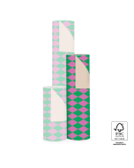 P15.219.050 Inpakpapier - Harlequin Green/Pink - Nude