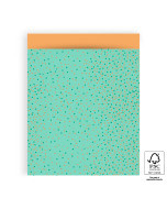 P43.136.027 Cadeauzakjes - Dots Bright Green Gold - Orange - 27 x 34 cm