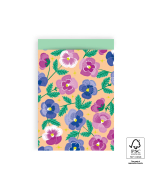 P43.154.017 Cadeauzakjes - Pansy Flowers - Mint - 17 x 25 cm