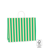 P46.002.042 Carrier Bags - Stripe Green/Peach