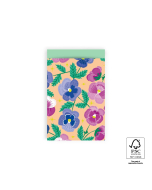 Flat bags - Pansy Flowers - Mint - 12 x 19 cm