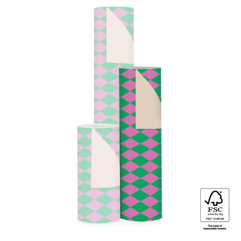 P15.219.050 Inpakpapier - Harlequin Green/Pink - Nude