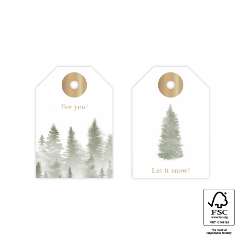 P39.013.100 X-mas Gift Tags Duo - Green Tree - Gold