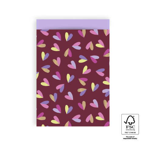 P43.194.017 Cadeauzakjes - Hearts Duo Beet Red - Lilac - 17 x 25 cm