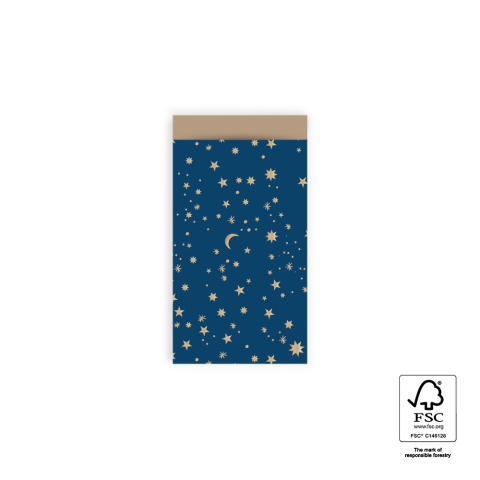 P43.198.007 Cadeauzakjes - Galaxy Foil Gold Blue - Taupe - 7 x 13 cm