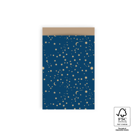 P43.198.012 Cadeauzakjes - Galaxy Foil Gold Blue - Taupe - 12 x 19 cm