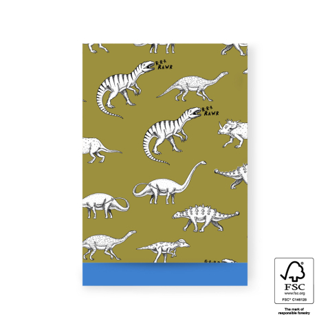 P43.213.017 Cadeauzakjes - Dino Olive - Blue - 17 x 25 cm