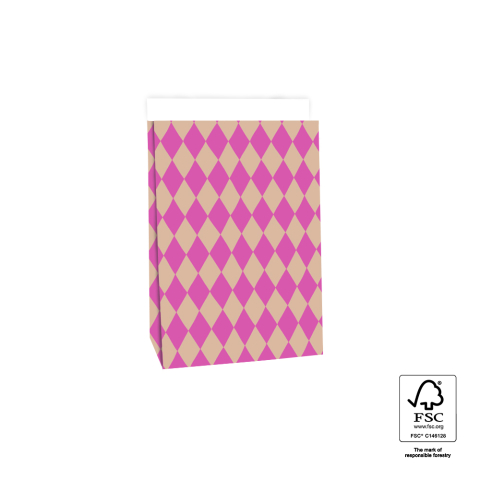 P44.068.017 Blokbodemzakken - Harlequin Pink/Nude - 17 x 10 x 25 cm